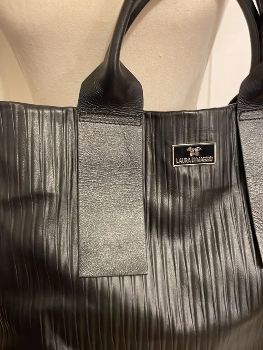 Laura DiMaggio, large satchel, imported, soft, genuine, leather, and dust bag